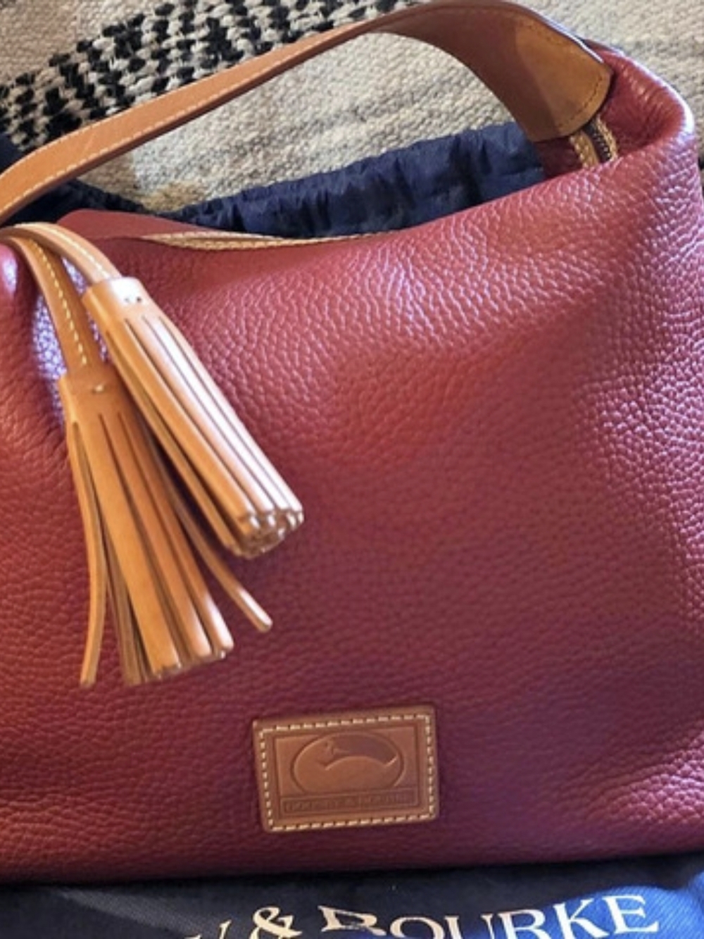 Dooney & Bourke Pebble Grain Hobo Shoulder Bag Red & Brown